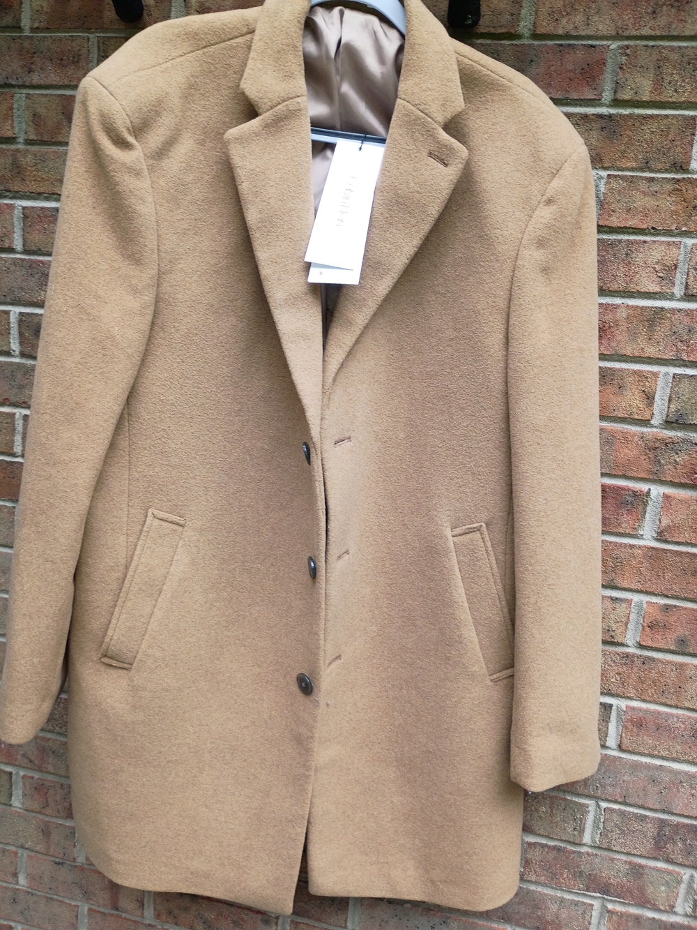 Calvin Klein Men's Camel Tan Wool-Blend Pea Coat